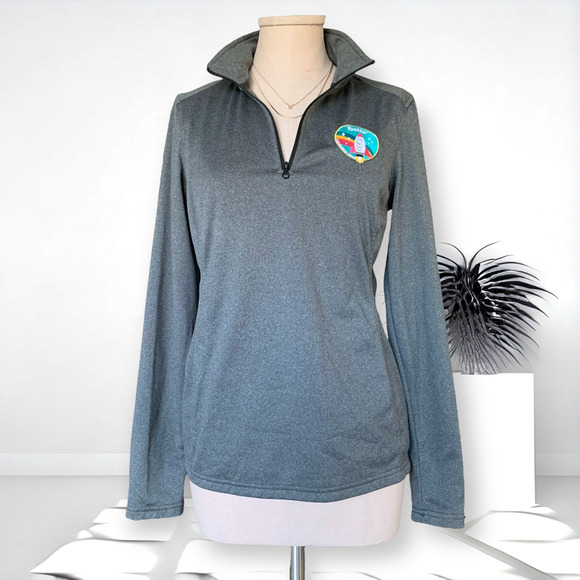 THE NORTH FACE Running Top Track Jacket Gray Mock Neck Quarter Zip Active Medium - Picture 10 of 10